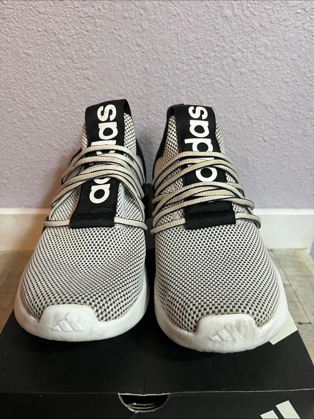 Coolest Mens Adidas Black/Grey/White Sneakers Sz 8.5